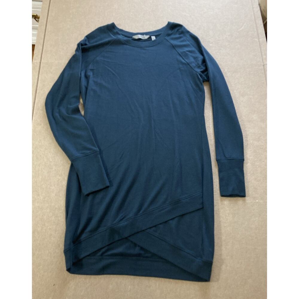 Athleta Criss Cross Sweatshirt Dress Sz M New Navy Cozy Soft Modal Athleisure - Picture 8 of 11